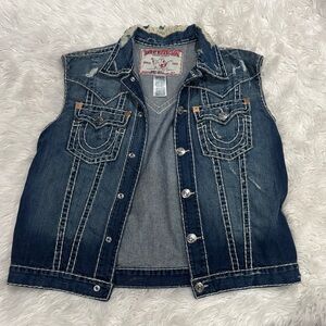 True Religion Blue Denim Vest
